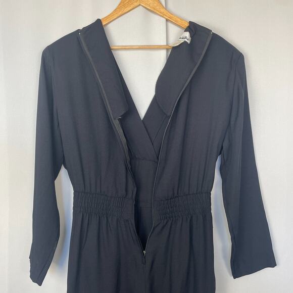 Joan Walters Vintage Jumpsuit Size 12 Black Solid Gold Beaded Retro Disco 80s - Picture 6 of 16